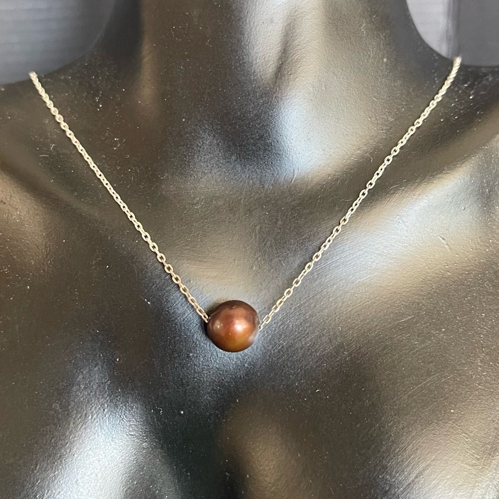 Chocolate colored pearl sterling silver necklace